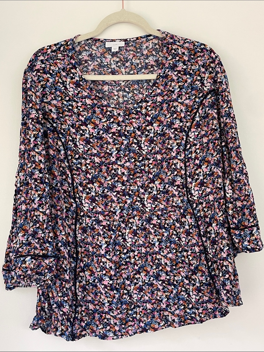 J. Jill Womens Pink Multi Floral V-Neck Tunic XL